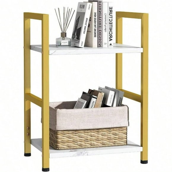 4 Tier Bookshelf, Small Book Shelf Industrial Bookcase, Metal Narrow Book Case Book Storage Organizer, Bookshelves Bedroom Office Living Room4 Tier, Rustic Brown