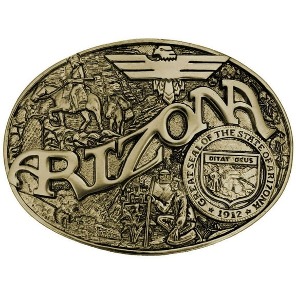 Montana Silversmiths Men's Arizona State Heritage Attitude Belt Buckle - 60811AZC One Size