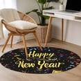 thumbnail image 5 of Happy New Year Large Area Rugs for Bedroom Living Room, Soft Non Slip Carpet Bedside Rug, Colorful Modern Abstract Art Round Floor Cover Kitchen Accent Rug 4' for Dining Room/Office, 5 of 9