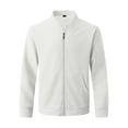 thumbnail image 7 of WTOBBY Men's Waffle Texture Casual Jacket, Retro Stand Collar Zip Front Outerwear with Kangaroo Pocket, Loose Fit Lightweight Layering Piece,White 2XL, 7 of 7