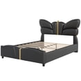 thumbnail image 2 of Christopher Knight Home Modern PU Upholstered Full Bed Frame with Butterfly Headboard, Wood Frame, Black, 2 of 9