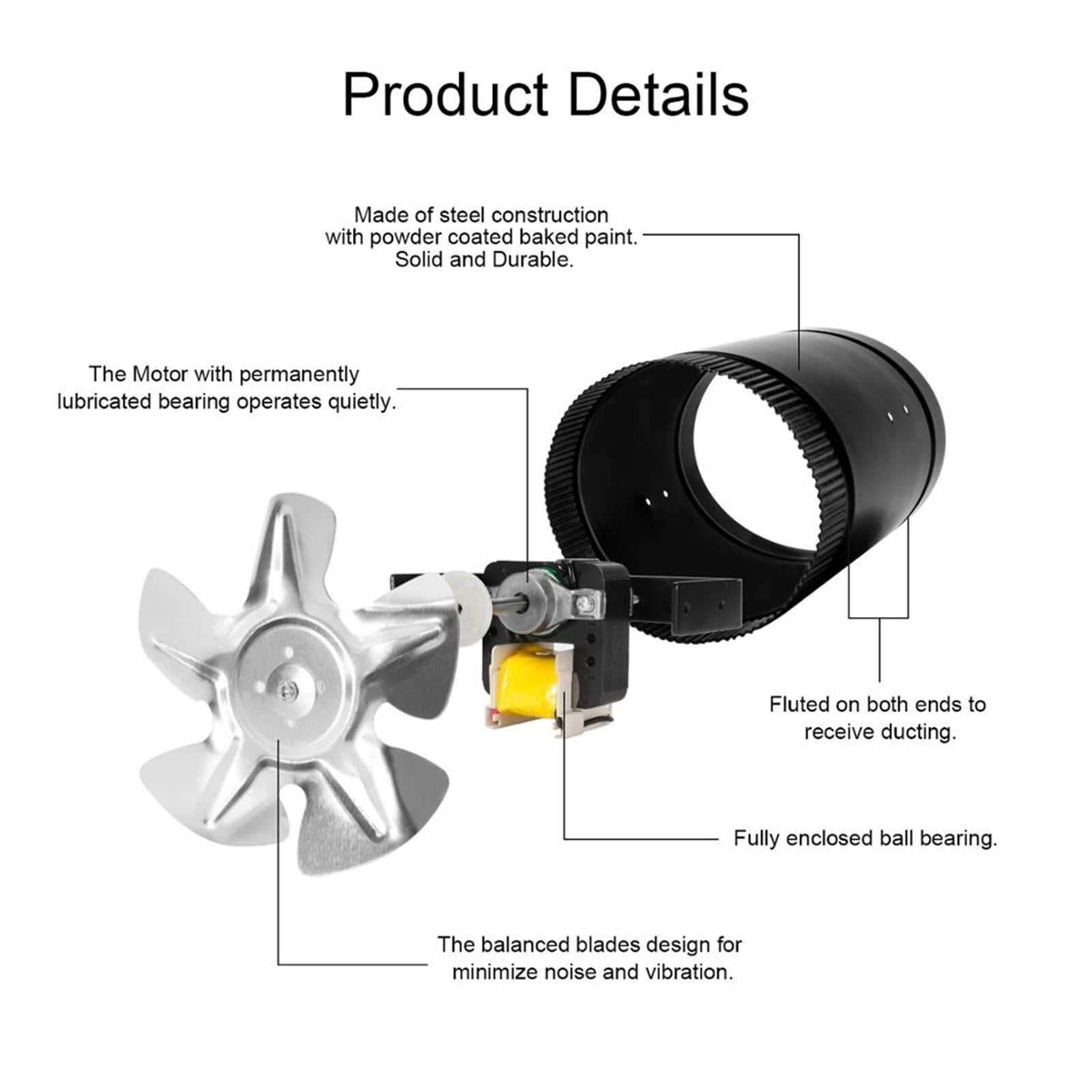 4'' 6'' 8" Low Noise Inline Duct Fan Kitchen Ventilation Bathroom Exhaust Booster For Grow Tent Ventilator Air Vent ,Energy-Efficient