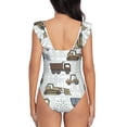 thumbnail image 6 of Yiaed Tractor and Dumper Print Women's Ruffled One Piece Swimsuit V Neck Swimwear Slimming Monokini for Woman-Small, 6 of 8