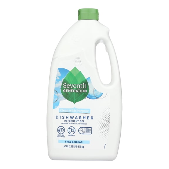 SEVENTH GENERAT - Cruelty-Free Dishwasher Gel for Free and Clear Cleaning - 42 Oz, Case of 6