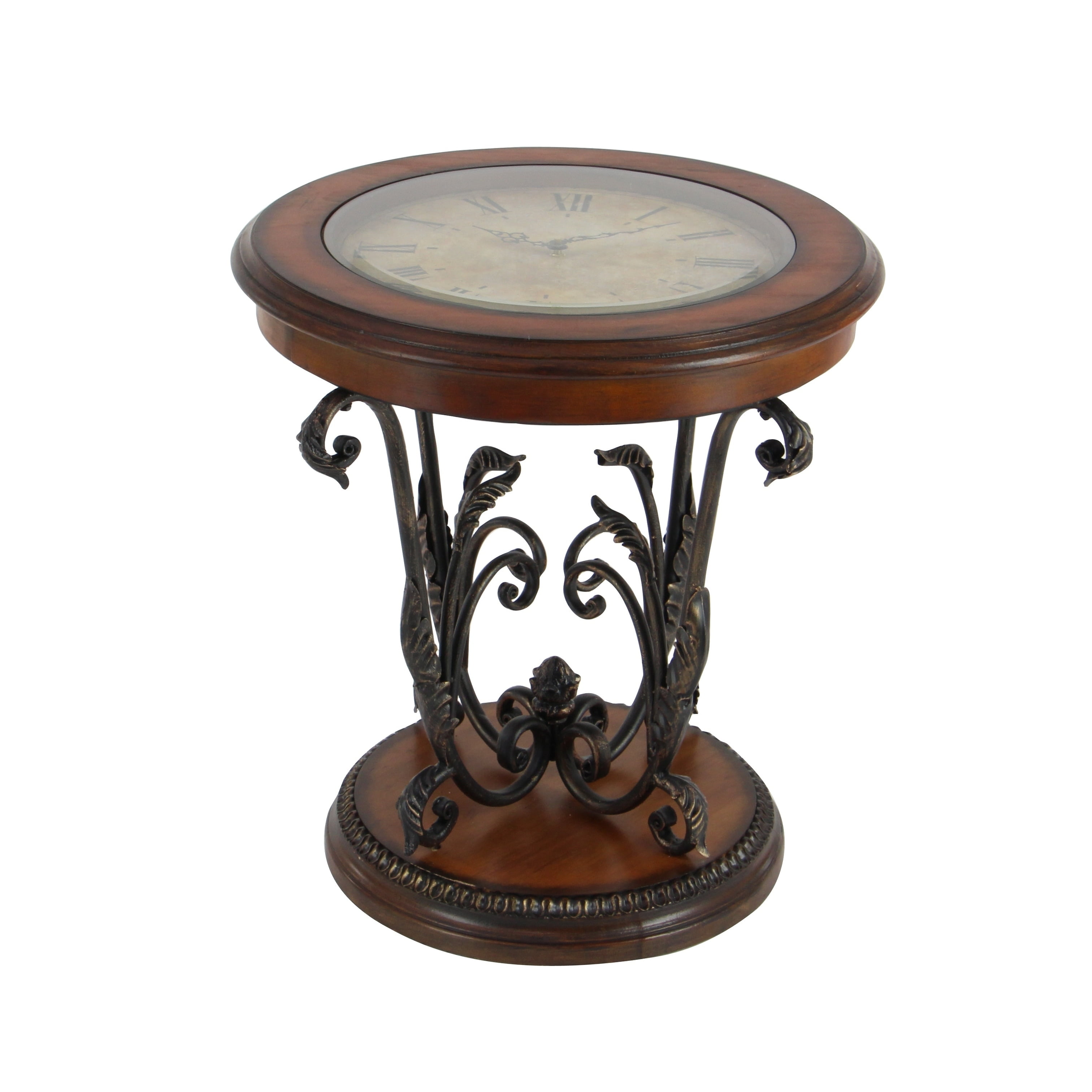 Decmode Metal And Wood Table With Clock Multi Color