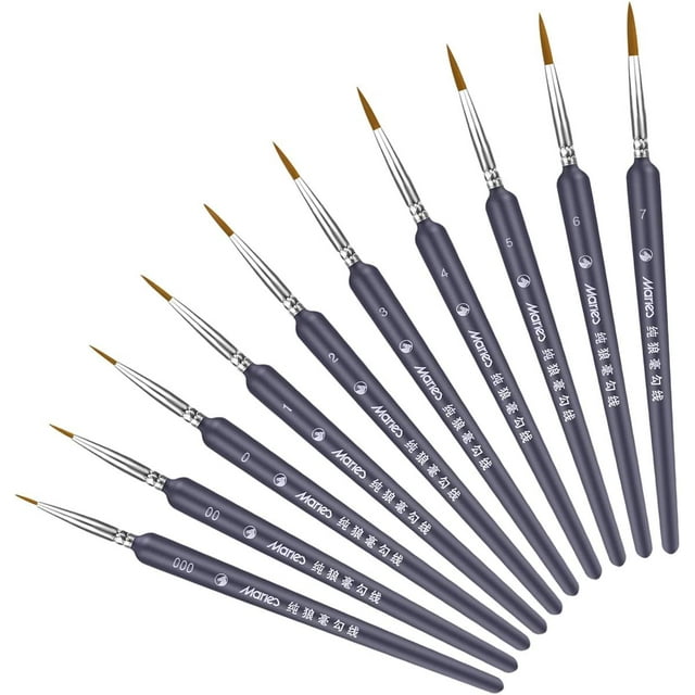 Methold Juego de pinceles de pintura en miniatura duraderos, 10 Uds., para pintura de precisión, pinceles en miniatura, pluma con línea de pinturas