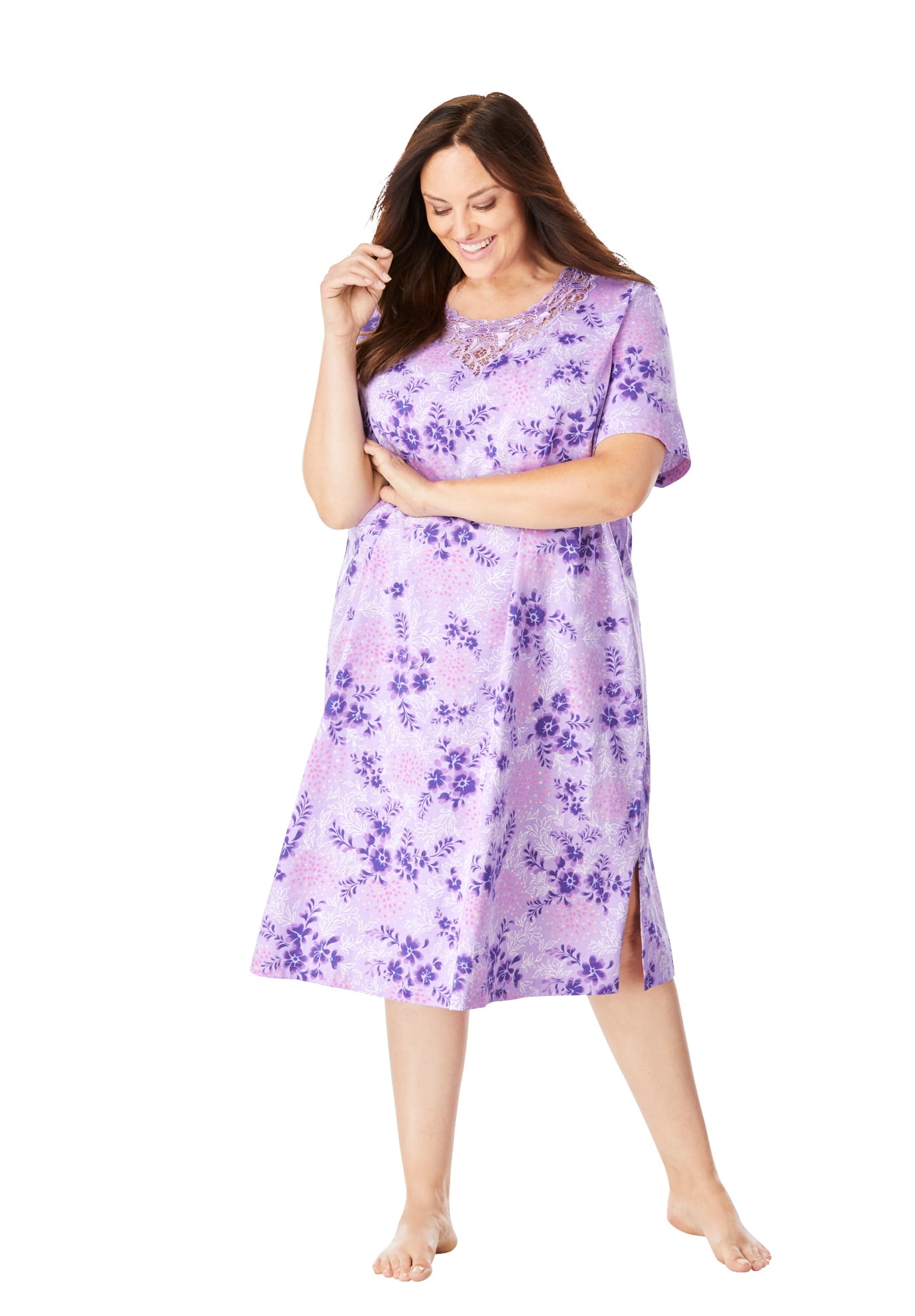 Dreams & Co. Dreams & Co. Women's Plus Size LaceTrim Sleepshirt