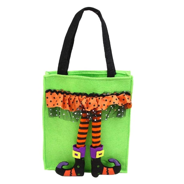 Bolsa De Almacenamiento De Halloween Bolsa De Mano Bolsa Tejida 22x42cm Verde