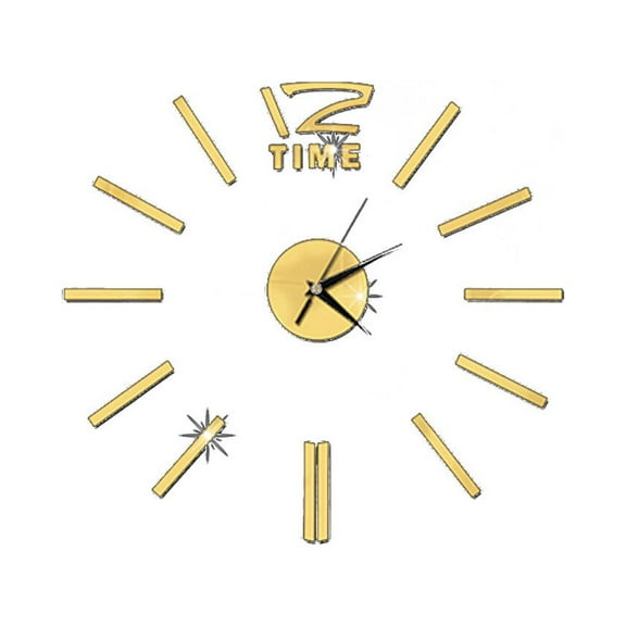 Modern DIY Wall Clock Large Frameless 3D Wall Clock for Home Living Room Office Decor (Golden)