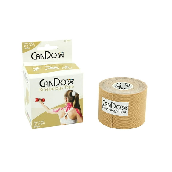 CanDo kinesiology tape, 2" x 16.5 ft, beige, case of 10