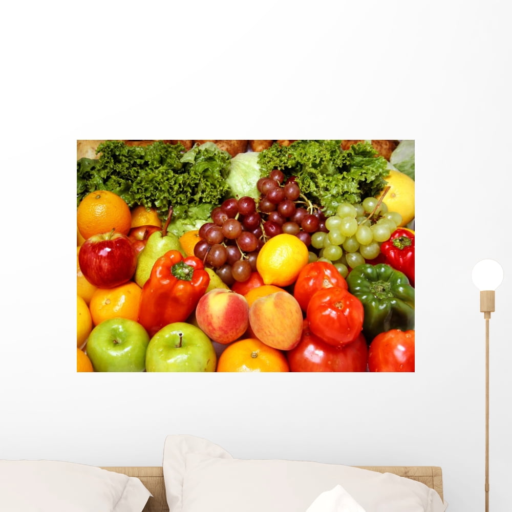Fresh Fruits and Vegetables Wall Mural Decal by Wallmonkeys Vinyl Peel