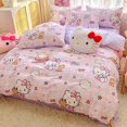 thumbnail image 2 of Sanrio Hello Kitty Bedding Set Cute Cotton Four Piece Double Queen Size  Bed Linens Pillowcase Girl Dorm Bedclothes Home RJ, 2 of 7