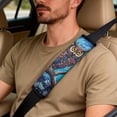 thumbnail image 5 of Xixirimido Breathable Car Seat Cover Set of 5 PU Leather Front Seats with Seat Belt & Console Covers Universal Fit Automotive Accessories, Owl Branches Blue Sky, 5 of 8