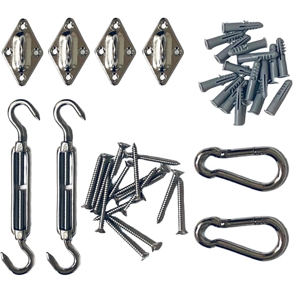 304 Grade Stainless Steel Shade Sail Hardware Kit for Effortless Rectangle and Square Sun Shade Sail Installation in Your Patio, Garden, and Beyond