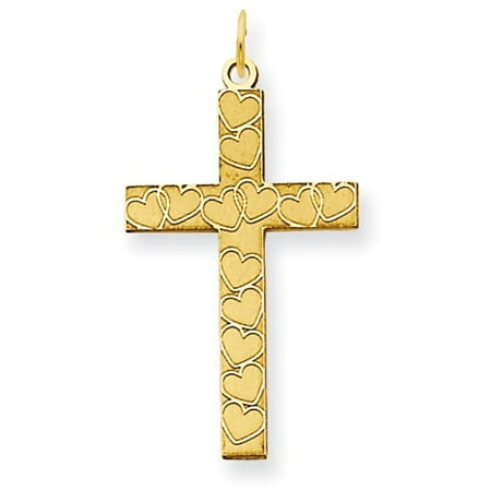 14k Yellow Gold Laser Designed Latin Cross Pendant