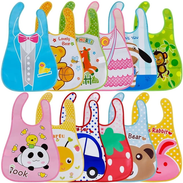 Babero para bebé, juego de 12 baberos impermeables unisex para bebé, pañuelo Eva, babero para bebé, delantal, babero para bebé, babero para bebé de 6 meses a 6 años