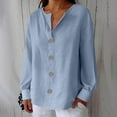 thumbnail image 6 of cocolona Womens Button V Neck Long Sleeve Shirts Dressy Casual Blouses Casual Loose Solid Color Lightweight Tops, 6 of 6