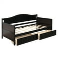 thumbnail image 3 of Twin Size Daybed with 2 Drawers, Wooden Daybed Frame with Headboard and Footboard, Sofa Bed Twin Platform Bed with 10 Slat Support for Bedroom Living Room, No Box Spring Needed, Espresso, 3 of 6