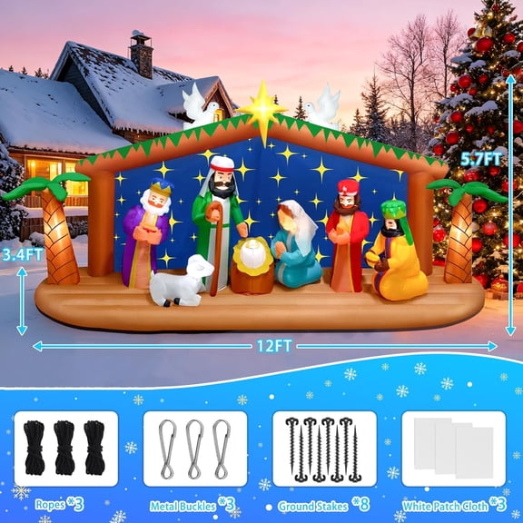 12FT Long Christmas Inflatable Nativity Scene