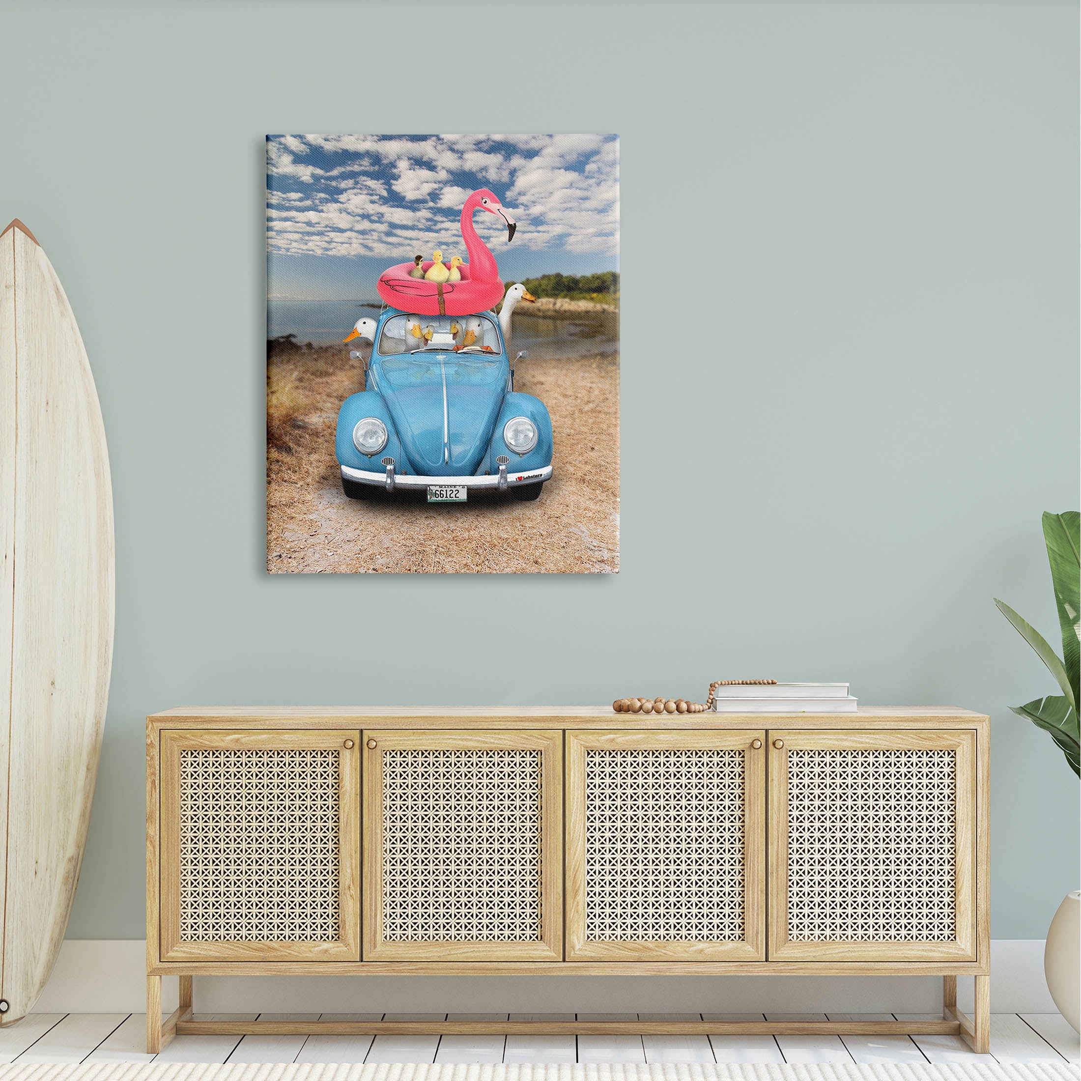 Funny Summer Beach Vacation Geese Animals & Insects Graphic Art Gallery Wrapped Canvas Print Wall Art