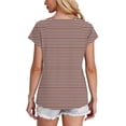 thumbnail image 6 of Npasoilc Printed Short Sleeve Tops for Women Round Neck Raglan Stripe Casual Fashion Blouses, 6 of 8