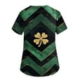 thumbnail image 3 of Print Scrub Tops Women Irish Shamrock Printed V Neck Breathable Workwear Shirt Short Sleeve Professionals Soft Stretch St. Patrick's Day Scrub Tops with Pockets (Black), 3 of 4
