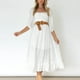 thumbnail image 3 of Vestido con media manga abullonada, cuello cuadrado, espalda descubierta, dobladillo con volantes, vestido de cintura alta para mujer, 3 of 6