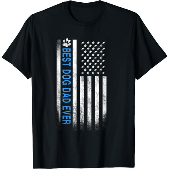 Best Dog Dad Ever American Flag T-Shirt Gift for Best Father