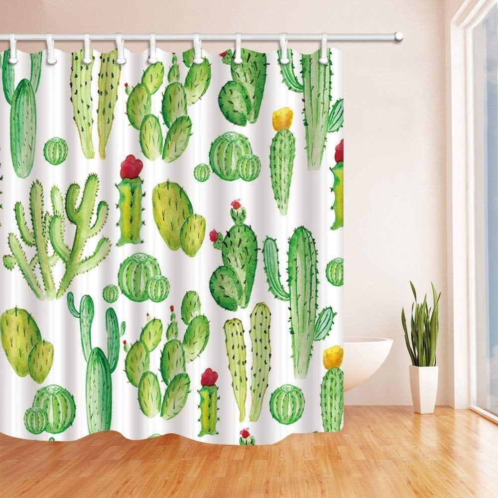 Bathroom Waterproof Fabric Cactus Agave and Opuntia Shower Curtain Liner 72x72" 