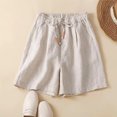 thumbnail image 2 of Women Casual Cotton Linen Shorts Drawstring Comfy Elastic Waist Shorts Summer Loose Pull On Short Pants with Pockets, 2 of 4