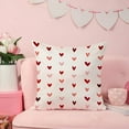 thumbnail image 2 of Valentine's Day Pillow Covers 18x18 Inch Set of 2 Small Red Pink Hearts Decor White Throw Pillow Covers Valentine's Day Cushion Case Decoration for Sofa Couch 56B, 2 of 4