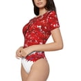 thumbnail image 2 of Balery Red Maple Leaf Women's Short Sleevee Crew Neck Bodysuit Tops Short Sleeve Tops Basic-Medium, 2 of 9