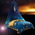 thumbnail image 4 of Modern Ins-Style Light-Blocking Windproof Bed Canopy with Star Print - Foldable Round Top Design, 65cm Diameter, Drill-Free Installation, Polyester & Steel Wire Construction for Cozy Home Bedroom, 4 of 6
