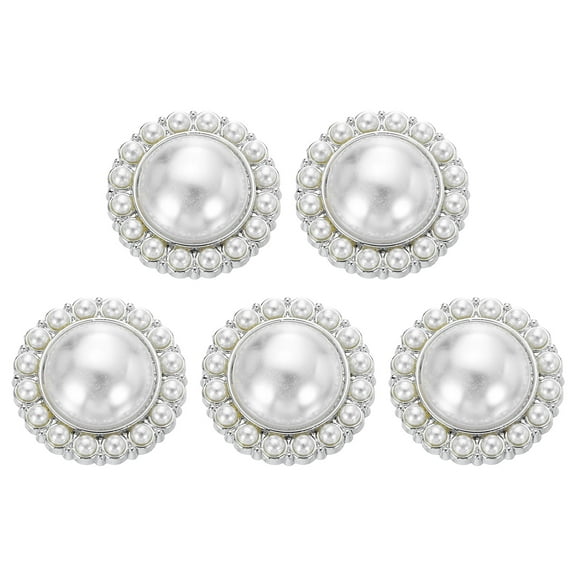 Uxcell 5pcs 40L Silver Faux Pearl Buttons 25mm 1" Plastic Round Sewing Button Replacement Craft Fastener for Coats Clothing DIY Decoration Crafts #6