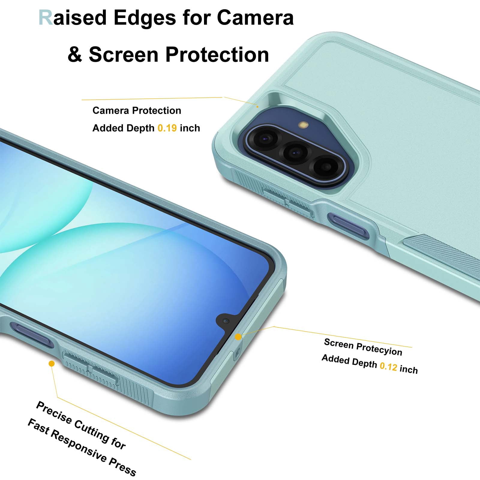 Military Grade Shockproof Samsung Galaxy A17 5G 2025 Case,Dual Layer Full Body Protective Cover with Anti-Slip Grip & Raised Camera Heavy Duty Rugged Case- Green