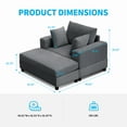 thumbnail image 6 of Mjkone 43 Inch Oversized Chaise Lounge with Moveable Ottoman Indoor, Corduroy Sofa Bed w/ 3 Pillows, Plush Chair Bed for Living Room, Dark Grey, 6 of 10