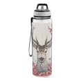 thumbnail image 2 of Leaves Deer and Flowers Sports Water Bottle Portable Travel Mug 32oz BPA Free Leak Proof Straw Transparent Tritan for Gym Yoga Cycling Camping, 2 of 7