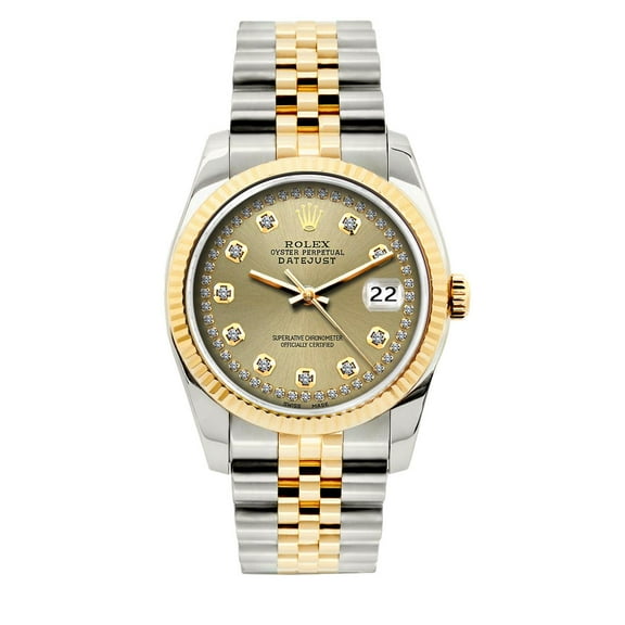 Pre-Owned Rolex Datejust 36mm Yellow Gold and Stainless Steel Bracelet Gold Dial