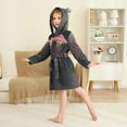 thumbnail image 2 of FORMRS Niños Bathrobe Unisex Hooded Robe Soft Plush Pajamas Sleepwear, Size 2-3T, UFO with Hearts Pattern, 2 of 7