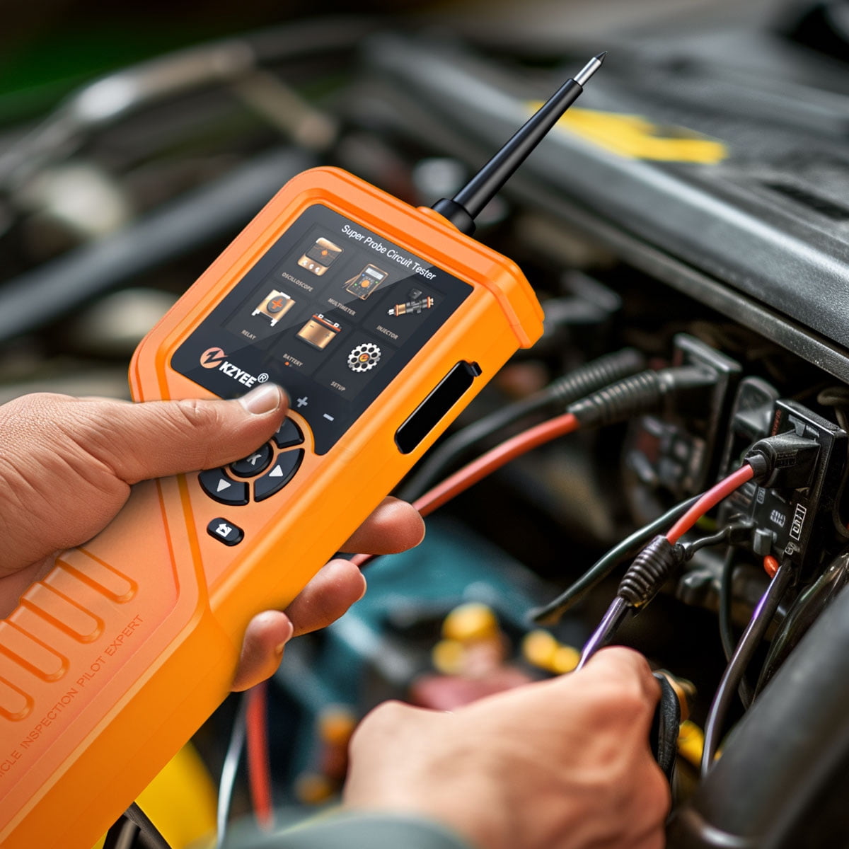 KZYEE KM601 Super Probe Circuit Tester, 12V 24V Automotive Power Circuit Probe Kit, Multimeter/Oscilloscope/Relay Test/Battery Test/Fuel Injector Test, Short Finder, 30FT Cable