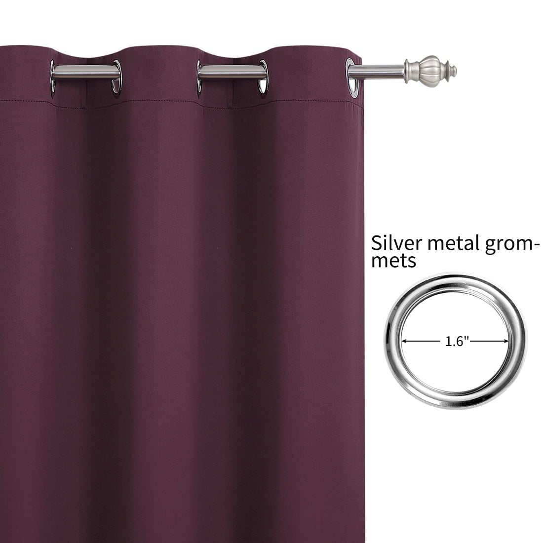 Unique Bargains Blockout Window Darkening Gorgeous Grommet Curtain Panels Set of 2 Burgundy 42" x 84"
