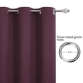 thumbnail image 3 of Unique Bargains Blockout Window Darkening Gorgeous Grommet Curtain Panels Set of 2 Burgundy 52" x 63", 3 of 8