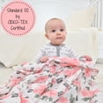 thumbnail image 5 of LollyBanks Muslin Swaddle Blankets for Girls, Large 47 x 47 Inches Soft Swaddles for Newborns, 100% Cotton Breathable and Lightweight Baby Blanket, Baby Essentials, Registry (Pink Peony Print), 5 of 6
