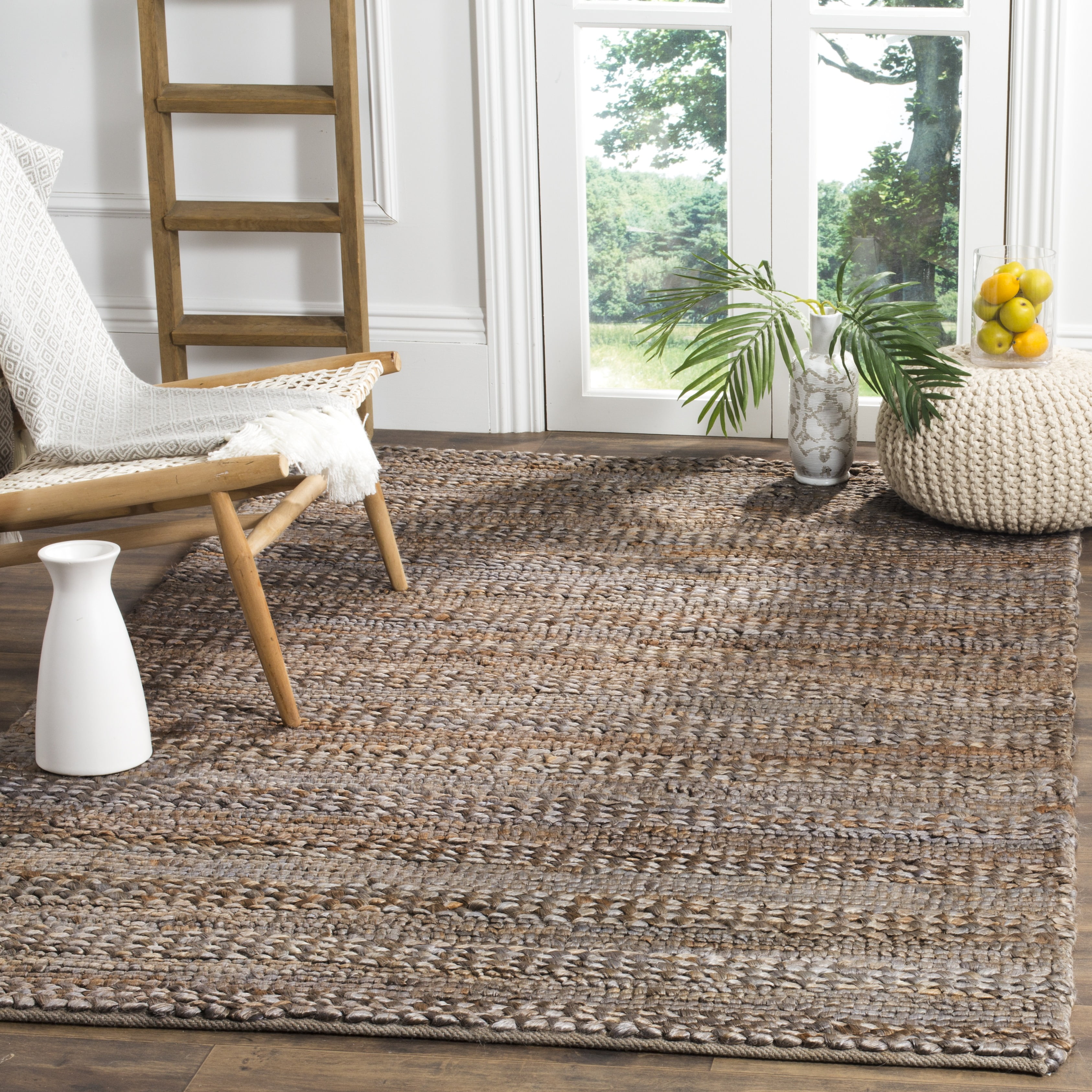 SAFAVIEH Natural Fiber Henrika Geometric Area Rug, Beige, 8' x 8' Square