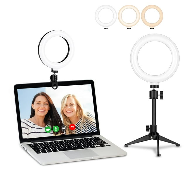 Lampe de Bureau pour Réunions Zoom - Kit d'Éclairage pour Vidéoconférence pour Ordinateur Portable, Lampe LED de Table à Clip 6 Pieds avec Trépied pour Enregistrement Vidéo, Travail à Distance, Jeux, Vlogging
