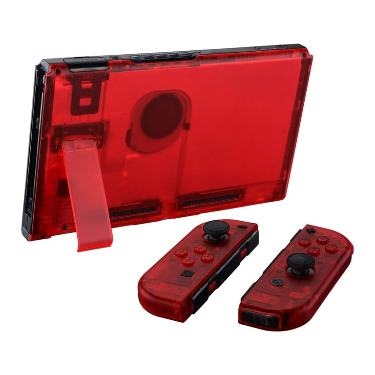 JoyCons Custom Transparent factory Pink / Red For Nintendo Switch Controllers Pair Set