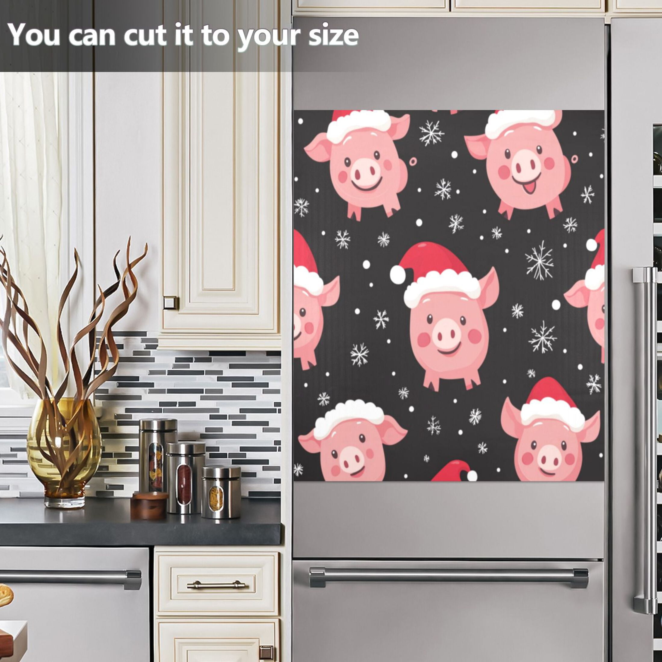 Dishwasher Magnetic Sticker 23x26 Inch Refrigerator Magnetic Sticker Washing Machine Magnetic Sticker Kitchen Panel Magnetic Sticker Home Decor Christmas Pig