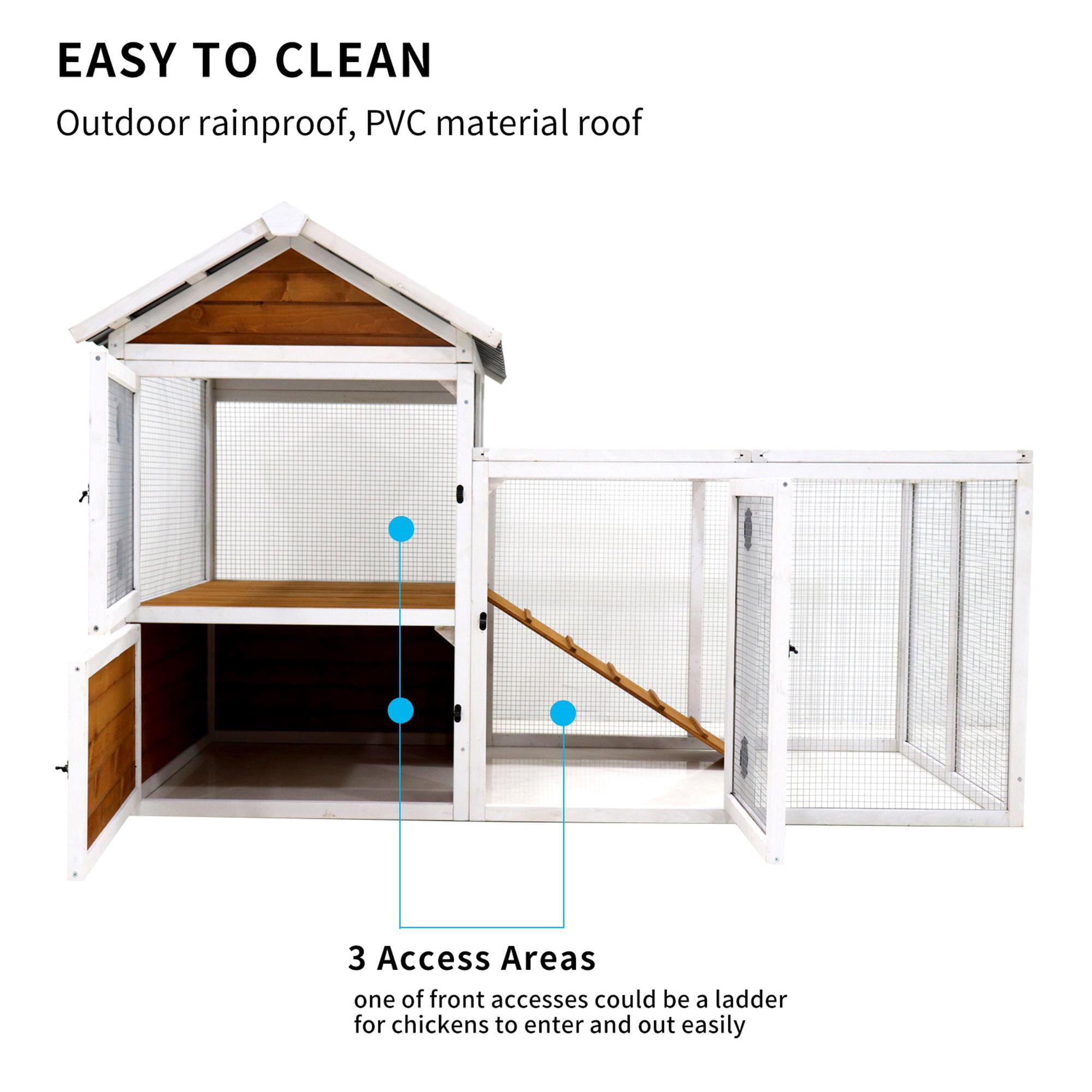 Pefilos 77" Outdoor Large Chicken Coop with Waterproof PVC Board, Wood Hen House Duck Coop with Nest Box, Rabbit Hutch for Indoor, Bird Cage, Brown Pefilos 77" Outdoor Large Chicken Coop with Waterproof PVC Board, Wood Hen House Duck Coop with Nest Box, Rabbit Hutch for Indoor, Bird Cage, Brown