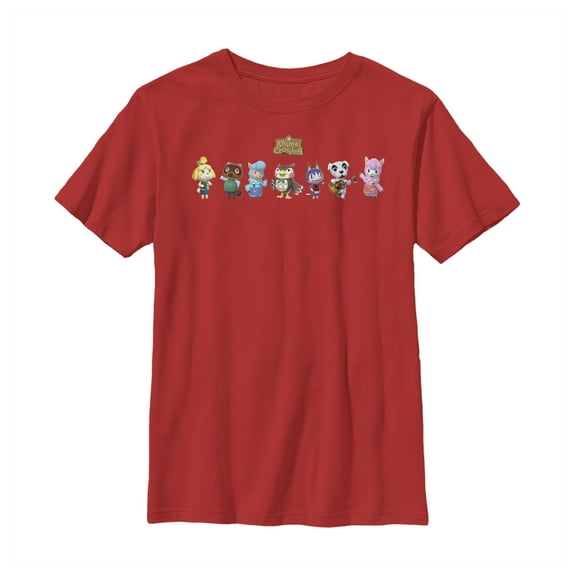 Boy's Nintendo Animal Crossing Character Lineup  Graphic Tee Red X Large