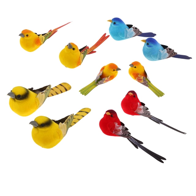 Juego de 10 Decoración Artificial Pájaro Falso Decoración Del Hogar Pájaro Sunnimix Pájaros de pluma de espuma artificial